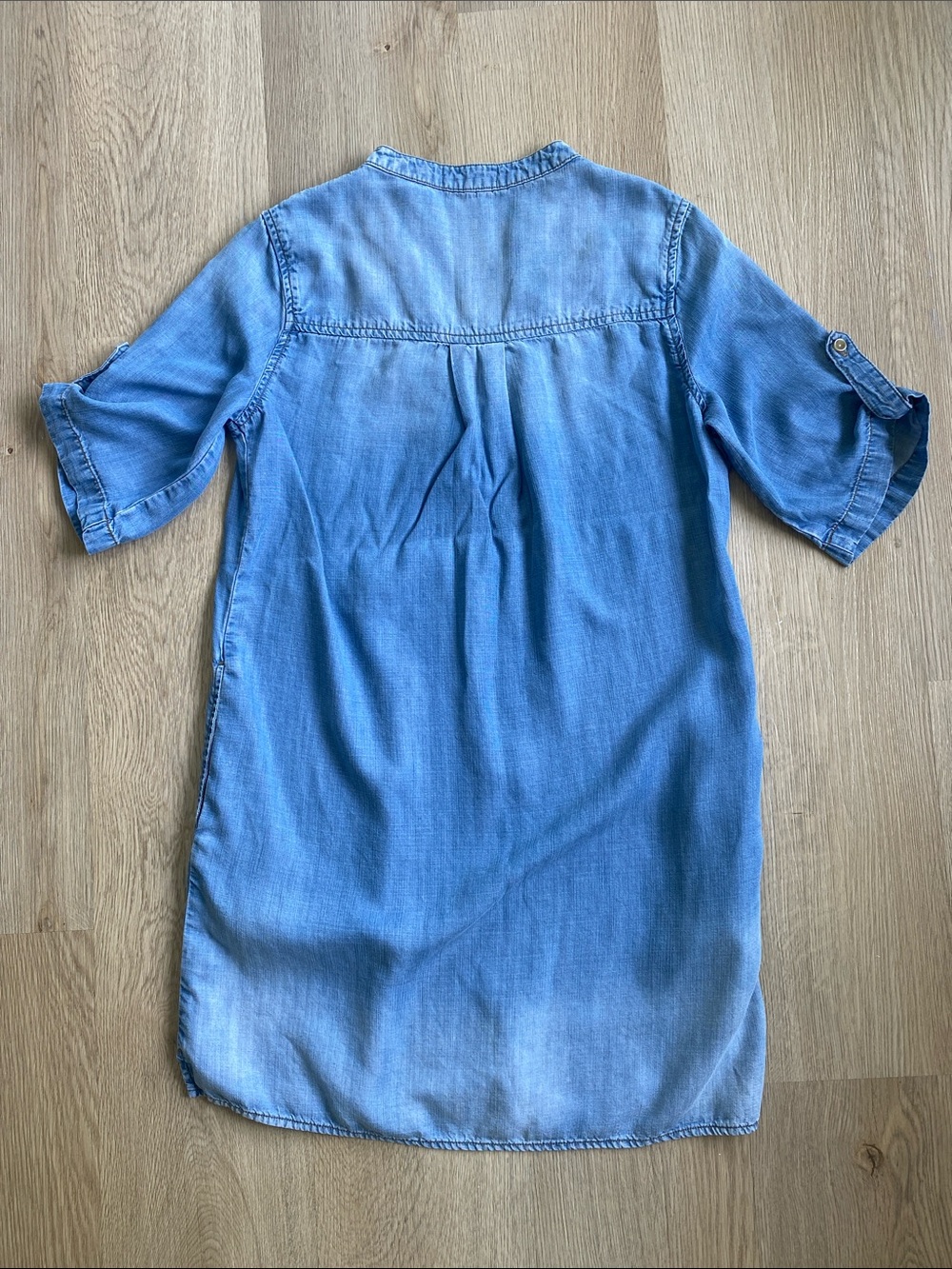Cloth & Stone Chambray Tunic Dress Small Blue Lyocell Shift Dress Boho Casual - Picture 9 of 10